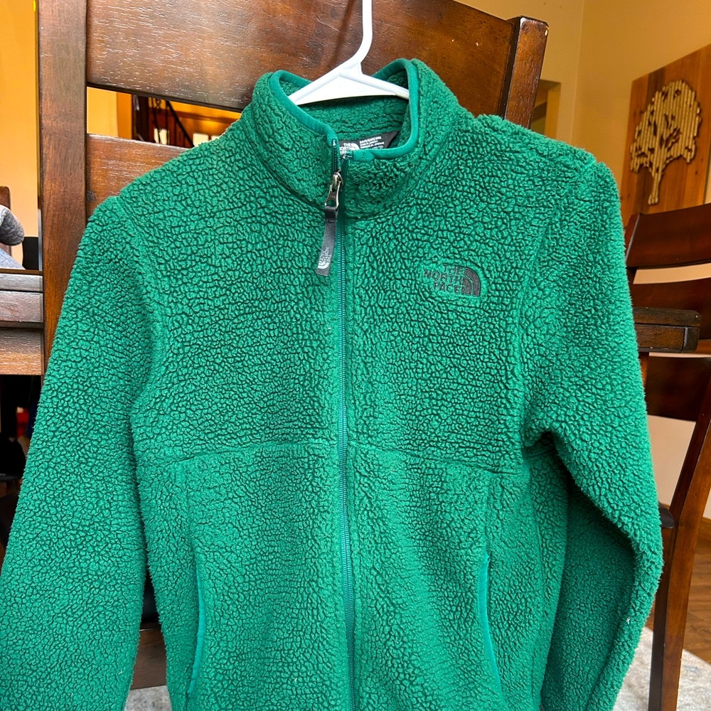 Boys North Face Hunter Green Fleece Jacket Youth Size M (10/12)